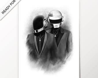 Daft Punk, electro music, artwork, handmade, PRINTABLE art, poster, instant download, digital print, interior, home decor,wall art, download