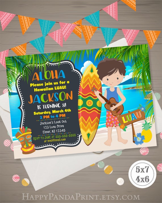 Boys Luau Invitation Hawaiian Birthday Invitation Aloha Invite Boys Luau Invitation Hawaiian Birthday Invitation Aloha Invite