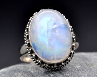 Blue moonstone ring | Etsy