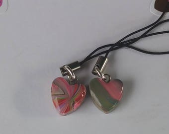 Polymer Clay Hearts, cell charms