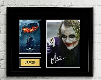 The Joker Heath Ledger - The Dark Knight - Signed Poster Art Print Artwork - Christian Bale Batman, Harvey Dent, Gotham