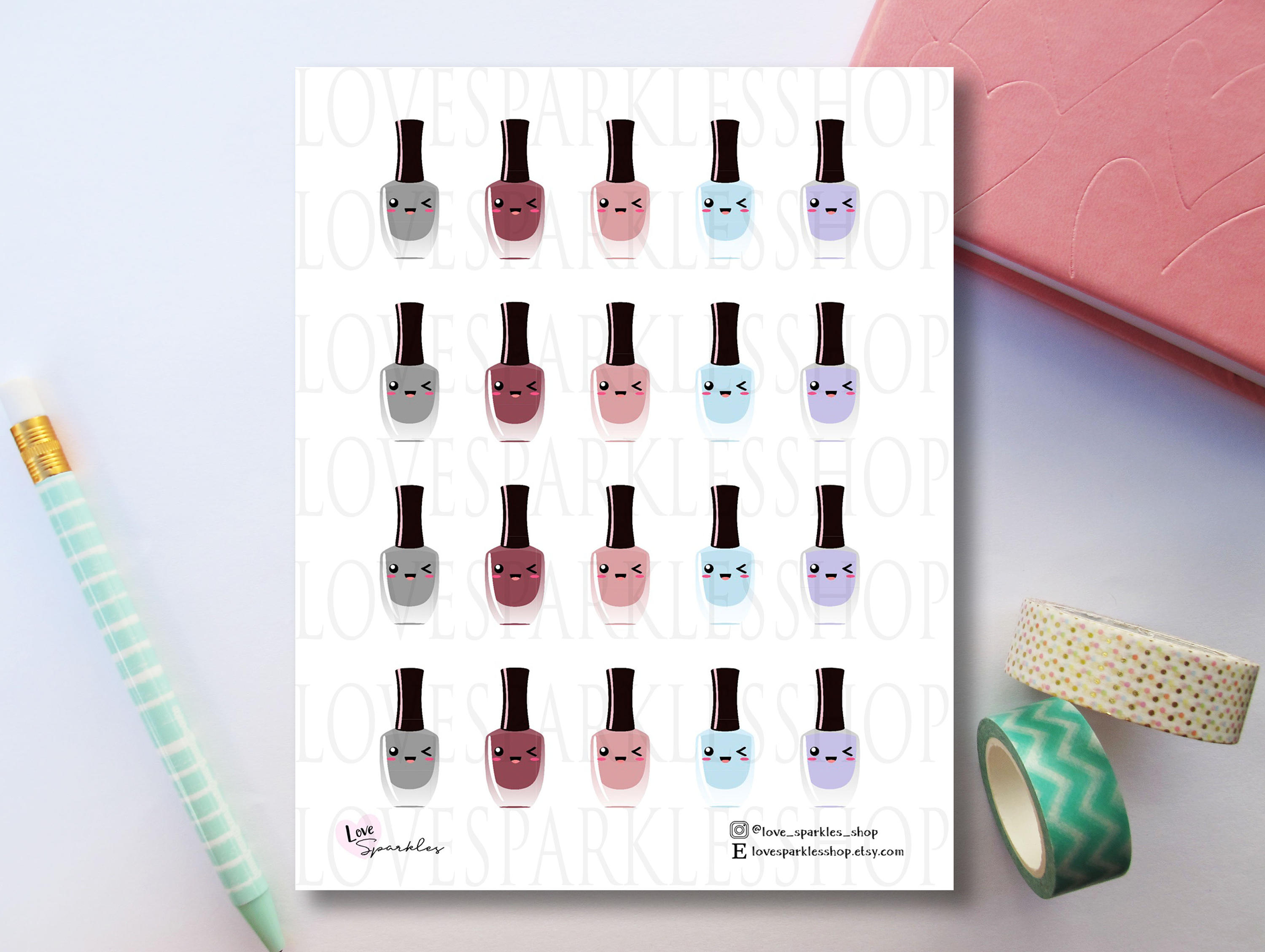 Dark Nail Polish Beauty Stickers Planner Sticker