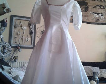 Vintage 50s white taffeta with liberty stripe dress