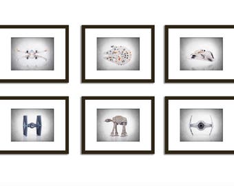 Set of 6 Star Wars wall prints, Star Wars , boys room decor, kids room decor, Star wars print, Star wars decor, Star wars Art, star wars