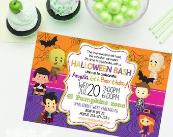 Halloween Birthday Invitation, Kids Halloween Party Invitation, Costume Party Invitation, Halloween Birthday Party Invitations