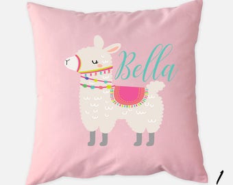 Personalized llama pillow, Llama pillow, Llama cushion, Llama throw pillow, Pink llama pillow, Kids pillow, Kids throw