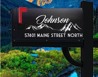 Customized Mountains Mailbox Address Decal, Personalized Mailbox Decal, Mountains Decals, Mountains Decor, Mailbox Stickers, Address Decals