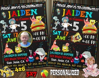 Spongebob Invitation, Spongebob Birthday Invitation, Spongebob, Spongebob Printable, Spongebob Card, Spongebob Invite, Spongebob Evite