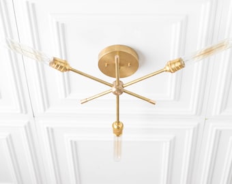 Edison Chandelier - Modern Sputnik Lamp - Industrial Lighting - Brass Modern Fixture - Flush Ceiling Light