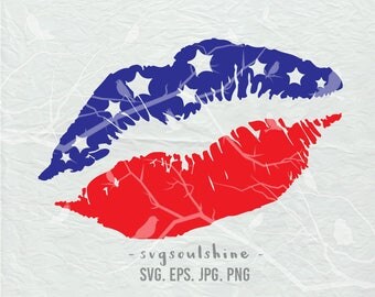 Lips American Flag SVG File Silhouette Cut File Cricut Clipart Print Vinyl transfer shirt design Download Fourth Of July Patriotic America