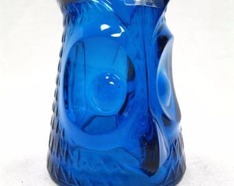 Viking Glass Vintage Owl 4 3/8" Figurine Cobalt Blue Handmade