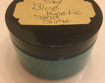 Sky blue kinetic sand slime