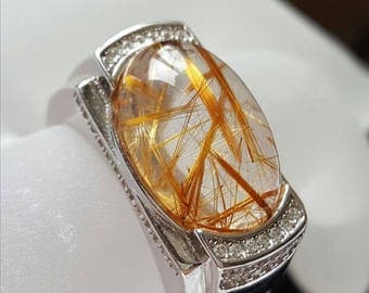 Golden Rutilated Quartz ring,Weight 8.7 g