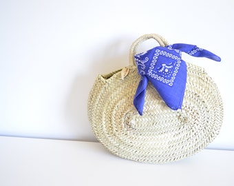 Maria Rita- Small Oval Straw Basket - Oval Basket- Round Straw bag-Handmade-Straw bag- Panier Rond-Round Basket bag-La Petite Sardine