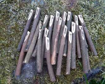 Hand Crafted & Branded - Birch Ogham Staves