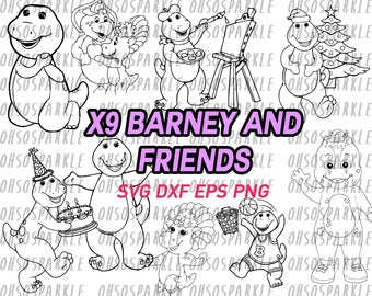 barney and friends svg, clipart, dxf, png, eps, clipart, image, vector, stencil, decal, vinyl, iron on, cut files, silhouette