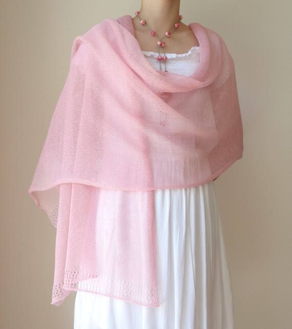 Pink linen shawl Wedding wrap Scarf for woman Summer shawl