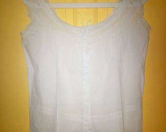 Caraco Camisole en lin - Chemise - Vintage années 1910 - Fabriqué en France