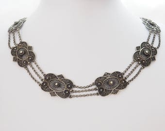 Beautiful filigree vintage necklace silver