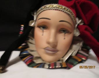 Unusual theatrical mardi gras clown enchanted haunted face/mask Rhy
