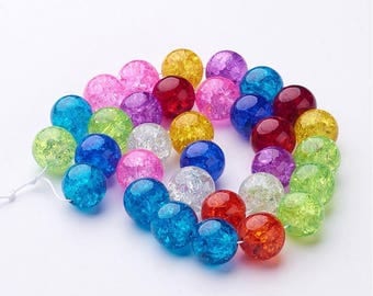 Mixed 12 mm glass Crackle beads