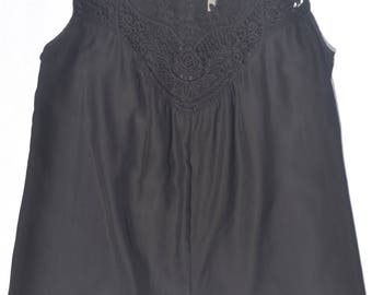 Black romper, knitted chest detailing, US women's XS