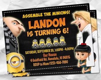 Despicable Me 3 Invitation, Minion Invitations, Minions Birthday, Movie Party, Gru Invites, Dru Invite, Despicable Me Printables, Minions 3