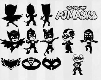 PJ Masks SVG Bundle, PJ Masks clipart, pj masks cut files, pj svg files for silhouette, files for cricut, svg, dxf, eps, cuttable design