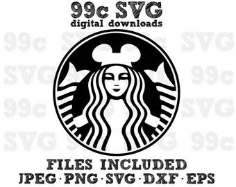 Siren Starbucks Inspired Disney SVG DXF Png Vector Cut File Cricut Design Silhouette Cameo Vinyl Decal Party Stencil Template Heat Transfer