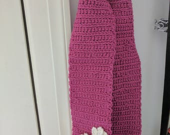 Child's scarf,magenta, flowers, girls birthday