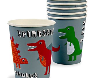 12 Dinosaur Paper Party Cups, Paper Cups, Dinosaur Party Decorations, Dinosaur party, Dinosaur party decor, 1st birthday party, party cups