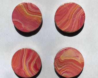 SALE! Sunset Marble Magnet Set - 4 pcs - Ready To Ship!