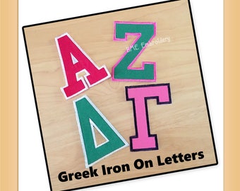 Greek Letters-Iron On-Sorority Letters-Fraternity Letters-Greek Alphabet Letters-Made to Order