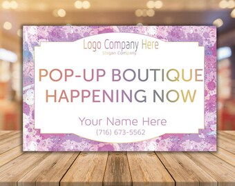 Pop Up Boutique Banner, Consultant Yard Sign, Free Fast Personalization, Large 18x27 - For Fashion Consultant