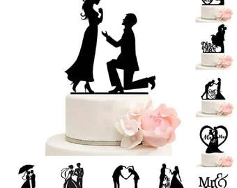 Cake Topper Romantic Wedding Mr Mrs Acrylic Black Toppers Romantic Bride Groom For Wedding Decoration Mariage Party Favors Weddings Cake