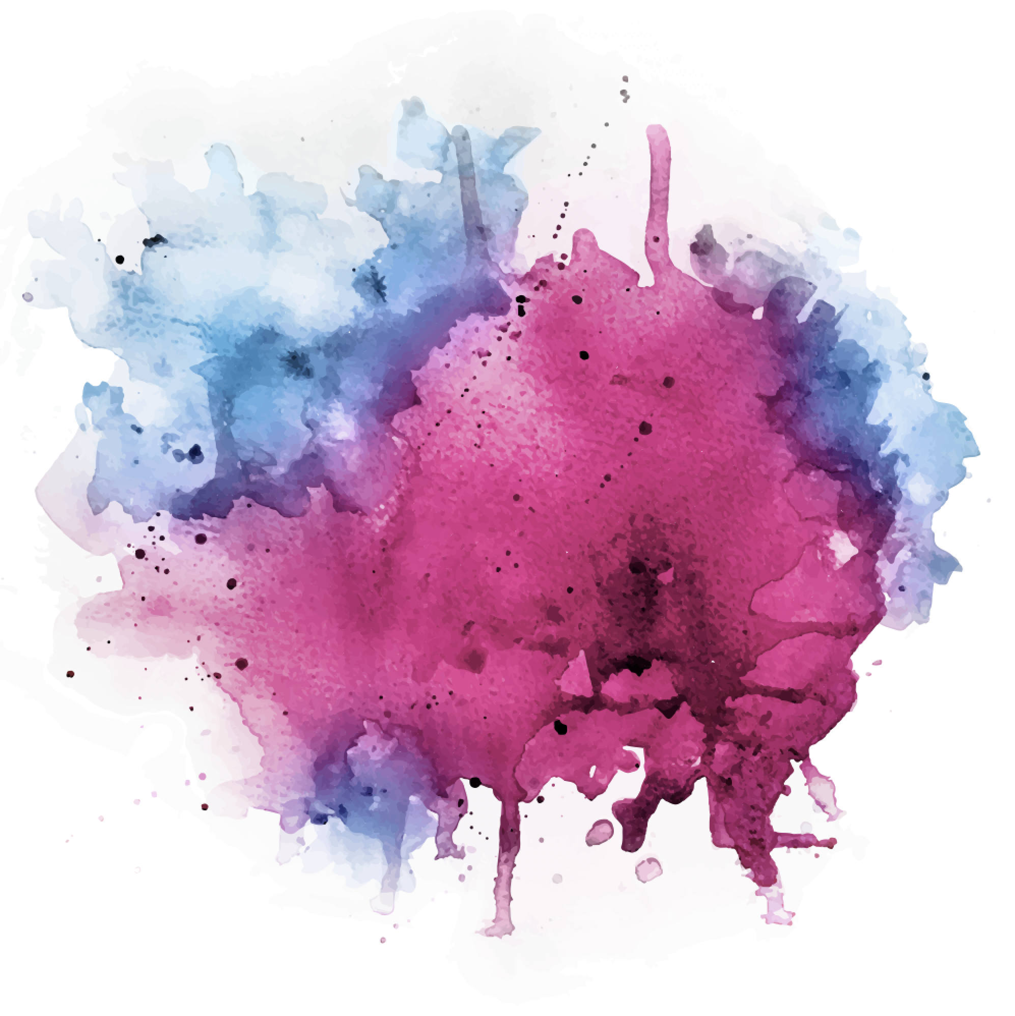 Watercolor Splash Vector PSD file pink magenta blue