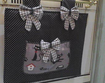SELL-X SERIES-cover oven and stove top cover with kittens in grey and black