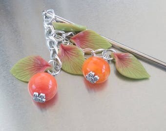 Hair "orangettes" cold porcelain and glass Pearl