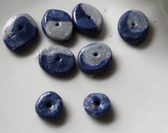 Charms, "Pétronille" beads, polymer clay
