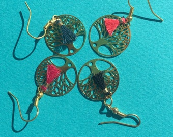 Golden tree of life gold earrings
