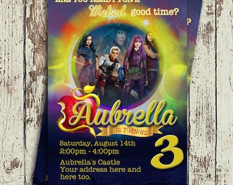 Descendants Invitations, Descendants Party, Descendants Invitations Birthday, Descendants 2 Invitations, Descendants Disney, Descendants 2