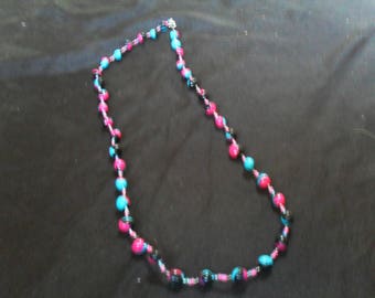 colorful polymer clay and beads necklace