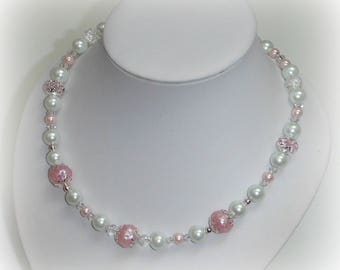 ROSIE - Pink and white bridal necklace