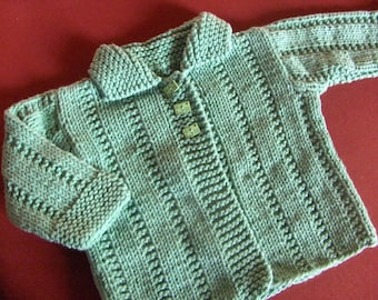vest with collar Peter Pan, green Mint, straight, cotton base, 6 months
