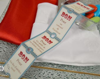 Menu ride tickets, circus, Carnival theme