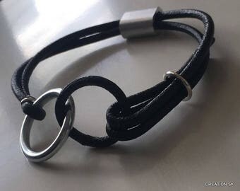Bracelet leather and steel free shipping in France