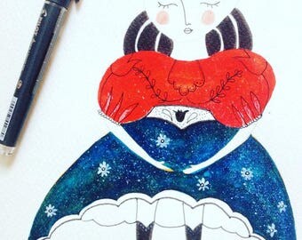Watercolor painting, illustration A4