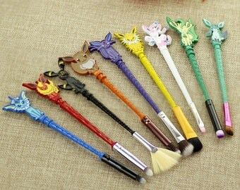 9pcs set pokemon GO inspired jewelry Makeup brush Lovely animals Women jewelry Cosmetic brushes