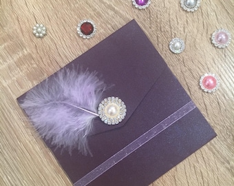 Handmade Pocketfold Wedding Invitation Purplepearl