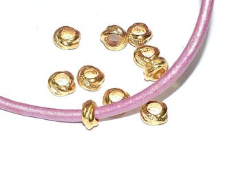 ZAMAK Metal Spacer bead - Washer - round (± 4.5 mm hole) - Gold - PMCR515OR707 leather